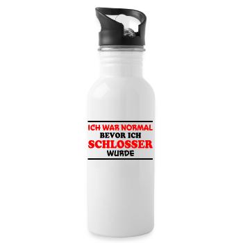Schlosser Spruch Beruf Lustiges Schlosser Geschenk - Trinkflasche mit integriertem Trinkhalm - Weiß - Rechts