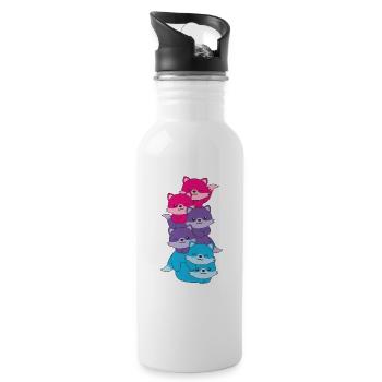 androgyn Flag Pride LGBTQ süße Fuchs - Trinkflasche mit integriertem Trinkhalm - Weiß - Rechts