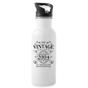 20th Birthday Man Woman Vintage 2004 Vintage - Water bottle with straw - white - Right