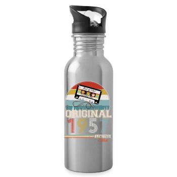 Cadeau rétro élégant : 1957 Vintage - Gourde avec paille intégrée - argent clair - Droite