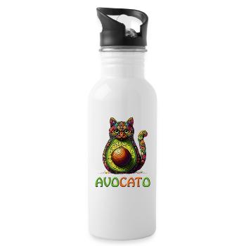 AVOCATO EINE LUSTIGE BUNTE FUSION AUS KATZE UND AVOCADO - Trinkflasche mit integriertem Trinkhalm - Weiß - Rechts
