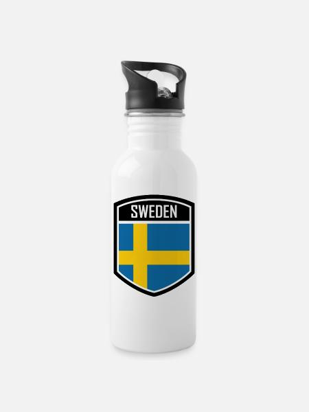 Suède Suède Scandinavie Pays nordiques Viking Europe - Gourde avec paille intégrée - blanc