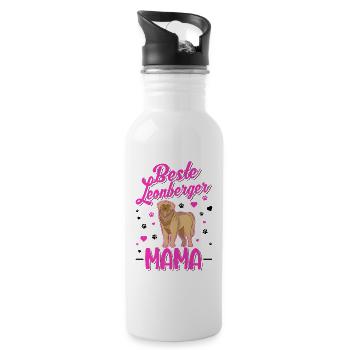 Beste Leonberger Mama - Trinkflasche mit integriertem Trinkhalm - Weiß - Rechts