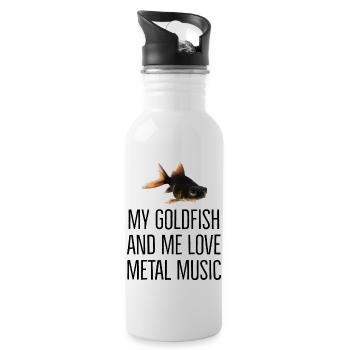 Black Goldfish aime la musique métal - Gourde avec paille intégrée - blanc - Droite