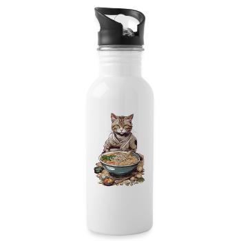 Cat Loves Ramen Japon Esthétique Streetwear - Gourde avec paille intégrée - blanc - Droite