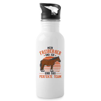 Freiberger Pferd und ich Sind das perfekte Team - Trinkflasche mit integriertem Trinkhalm - Weiß - Rechts