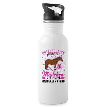 Freiberger Pferd Mädchen - Trinkflasche mit integriertem Trinkhalm - Weiß - Rechts