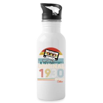 Elegant Retro Gift: 1930's Vintage - Water bottle with straw - white - Right