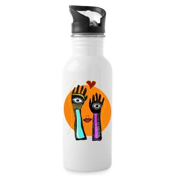 Auge Nase Mund - Trinkflasche mit integriertem Trinkhalm - Weiß - Rechts