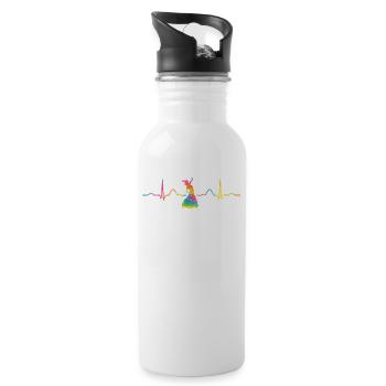 Flamenco Heartbeat Woman Flamenco Dress - Water bottle with straw - white - Right
