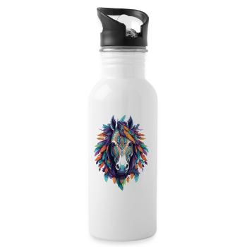 Oeuvre de mandala cheval spirituel - Gourde avec paille intégrée - blanc - Droite