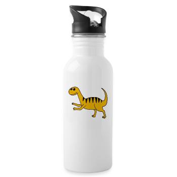 Dino motif dinosaur yellow - Water bottle with straw - white - Right