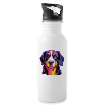 Aquarelle colorée Entlebucher Mountain Dog - Gourde avec paille intégrée - blanc - Droite
