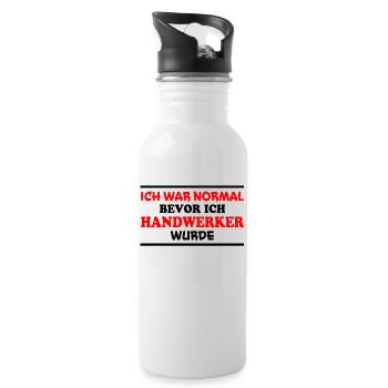 Handwerker Spruch Heimwerker Handwerker Geschenk - Trinkflasche mit integriertem Trinkhalm - Weiß - Rechts