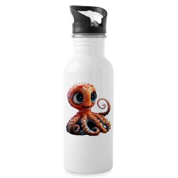Octopus Small Octopus Cuttlefish Cute Octopus - Water bottle with straw - white - Right
