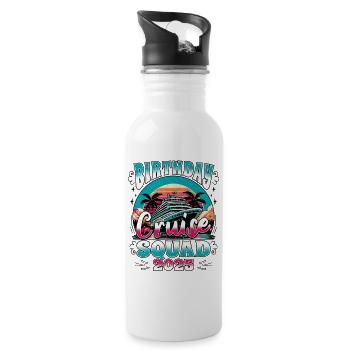 Birthday Cruise Squad 2025 - Trinkflasche mit integriertem Trinkhalm - Weiß - Rechts