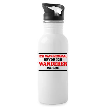 Wanderer Spruch Outdoor Lustiges Wandern Geschenk - Trinkflasche mit integriertem Trinkhalm - Weiß - Rechts