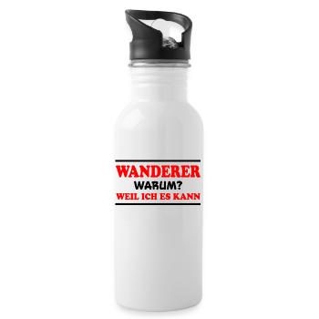 Wanderer Spruch Outdoor Lustiges Wandern Geschenk - Trinkflasche mit integriertem Trinkhalm - Weiß - Rechts