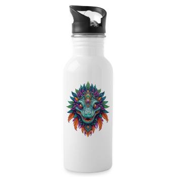 Alligator Traumfänger Mandala Design - Trinkflasche mit integriertem Trinkhalm - Weiß - Rechts