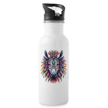 Zebra Mandala Dream Catcher Design - Water bottle with straw - white - Right