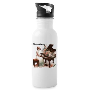 Bloom in Harmony - Trinkflasche mit integriertem Trinkhalm - Weiß - Rechts