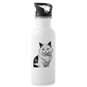 Hauskatzen Besitzer Niedliche Katze Katzen Dame - Trinkflasche mit integriertem Trinkhalm - Weiß - Rechts