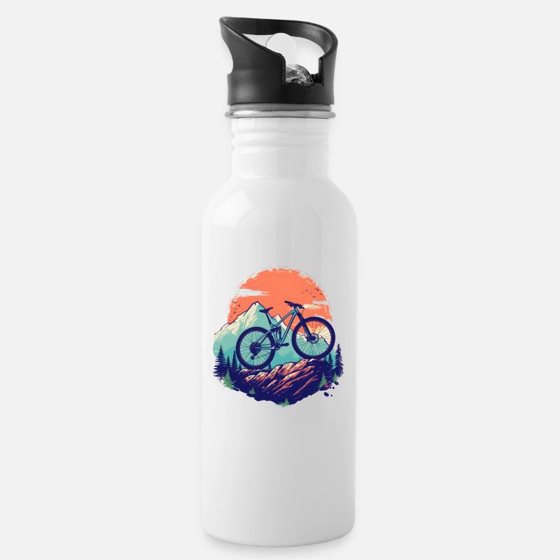 Mountainbiken - Trinkflasche mit integriertem Trinkhalm - Weiß