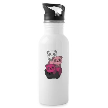 transfem Flag Pride LGBTQ süße Panda - Trinkflasche mit integriertem Trinkhalm - Weiß - Rechts