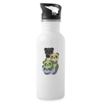cassgender Flag Pride LGBTQ süße Panda - Trinkflasche mit integriertem Trinkhalm - Weiß - Rechts