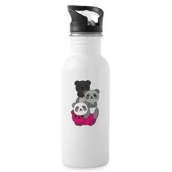 Gynephilia Flag Pride LGBTQ süße Panda - Trinkflasche mit integriertem Trinkhalm - Weiß - Rechts