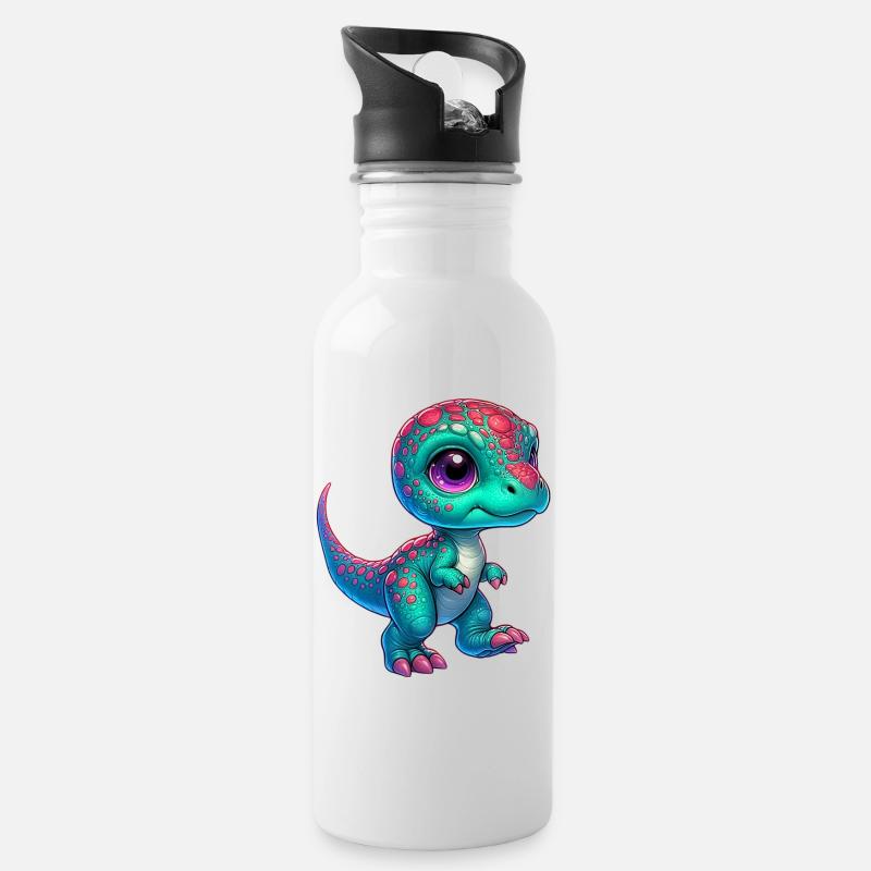 Dinosaure - Gourde avec paille intégrée - blanc