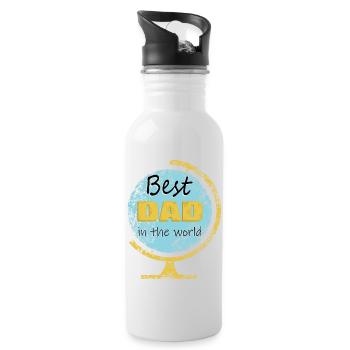 DER BESTE PAPA DER WELT - Trinkflasche mit integriertem Trinkhalm - Weiß - Rechts