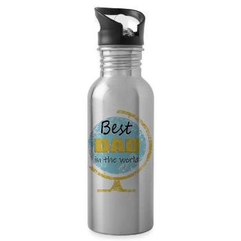 DER BESTE PAPA DER WELT - Trinkflasche mit integriertem Trinkhalm - Lightsilver - Rechts