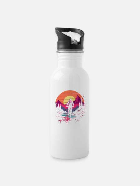 90er Mountainbike Liebhaber - Trinkflasche mit integriertem Trinkhalm - Weiß