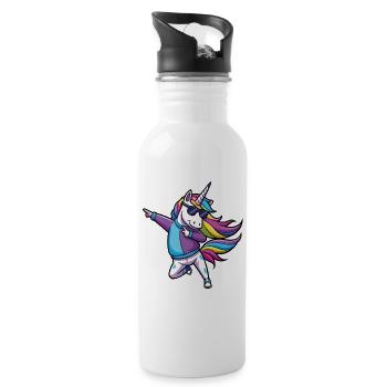 Illustration de danseuse de licorne arc-en-ciel - Gourde avec paille intégrée - blanc - Droite