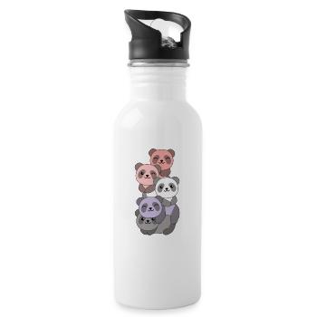 cupioromantic Flag Pride LGBTQ süßer Panda - Trinkflasche mit integriertem Trinkhalm - Weiß - Rechts