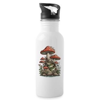 Natur Vintage Frosch Design Streetwear Aesthetic - Trinkflasche mit integriertem Trinkhalm - Weiß - Rechts
