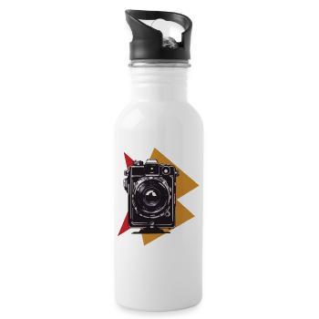 Vintage Fotokamera Aesthetic & Retro Fotoapparat - Trinkflasche mit integriertem Trinkhalm - Weiß - Rechts