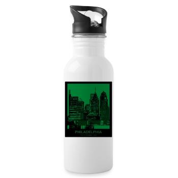Philadelphia Skyline Green Edition - Water bottle with straw - white - Right