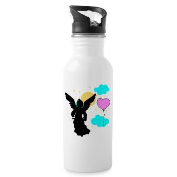 Himmel Engel Jenseits Ende Tod Beerdigung - Trinkflasche mit integriertem Trinkhalm - Weiß - Rechts