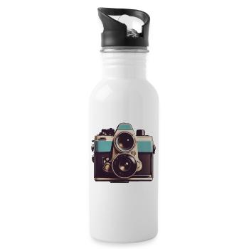 Vintage Fotokamera Aesthetic Retro Fotoapparat - Trinkflasche mit integriertem Trinkhalm - Weiß - Rechts