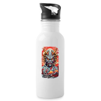 Aesthetics Yokai Oni Ukiyo-E Japanese Demon Style - Water bottle with straw - white - Right