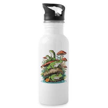 Frosch Streetwear Aesthetic Vintage Design - Trinkflasche mit integriertem Trinkhalm - Weiß - Rechts
