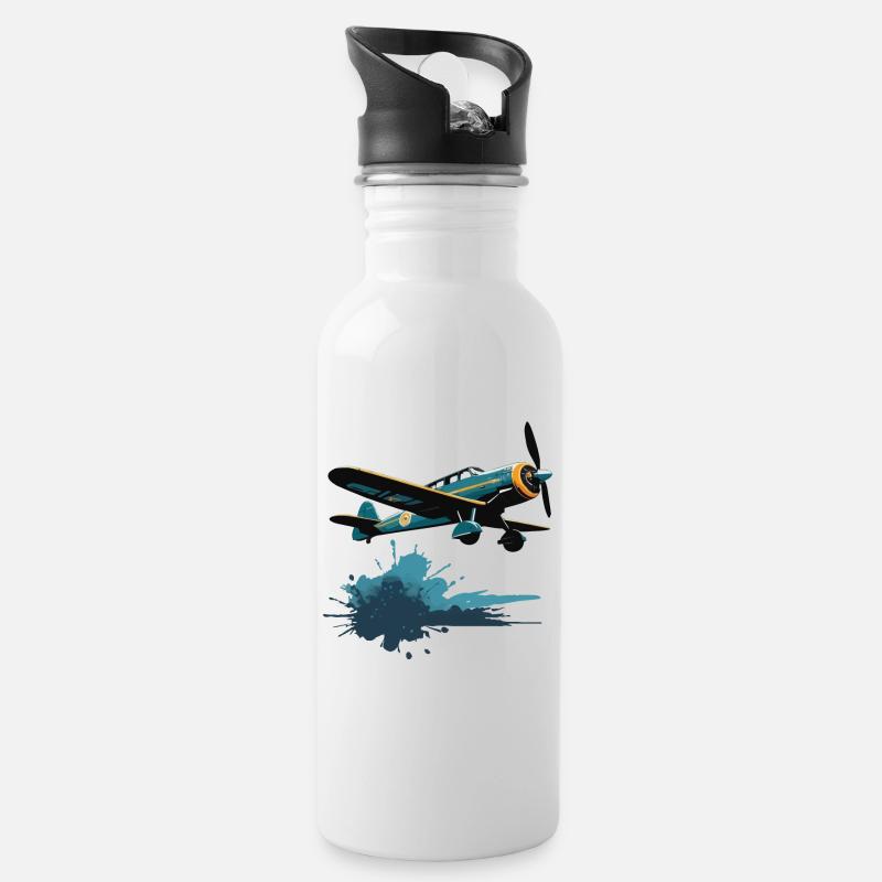 Modèle Avion Pilote Avion Hobby Design - Gourde avec paille intégrée - blanc