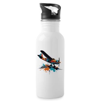 Modellflugzeug Pilot Flugzeug Hobby Flieger - Trinkflasche mit integriertem Trinkhalm - Weiß - Rechts