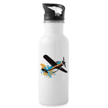 Modellflugzeug Pilot Flugzeug Hobby Design - Trinkflasche mit integriertem Trinkhalm - Weiß - Rechts