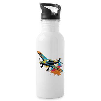 Model Airplane Pilot Airplane Hobby Aesthetic - Water bottle with straw - white - Right