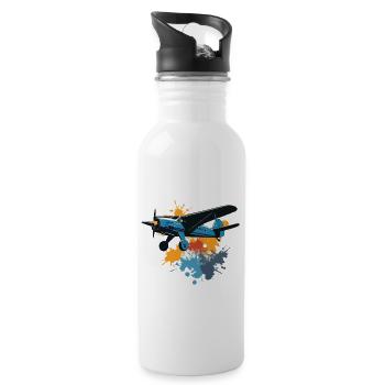 Model Airplane Pilot Airplane Hobby Design - Water bottle with straw - white - Right