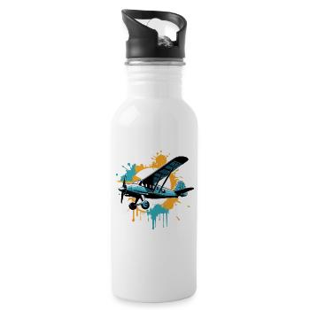 Model Airplane Pilot Airplane Airplane Hobby Design - Water bottle with straw - white - Right