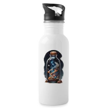 Weltall in Flasche Boho Style Bohemian Streetwear - Trinkflasche mit integriertem Trinkhalm - Weiß - Rechts